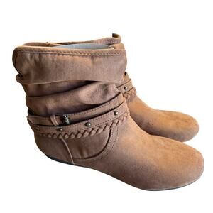 Report Elson Braid Boots 6.5 Tan Brown NWT Vegan Suede Ankle Bootie Western Boho